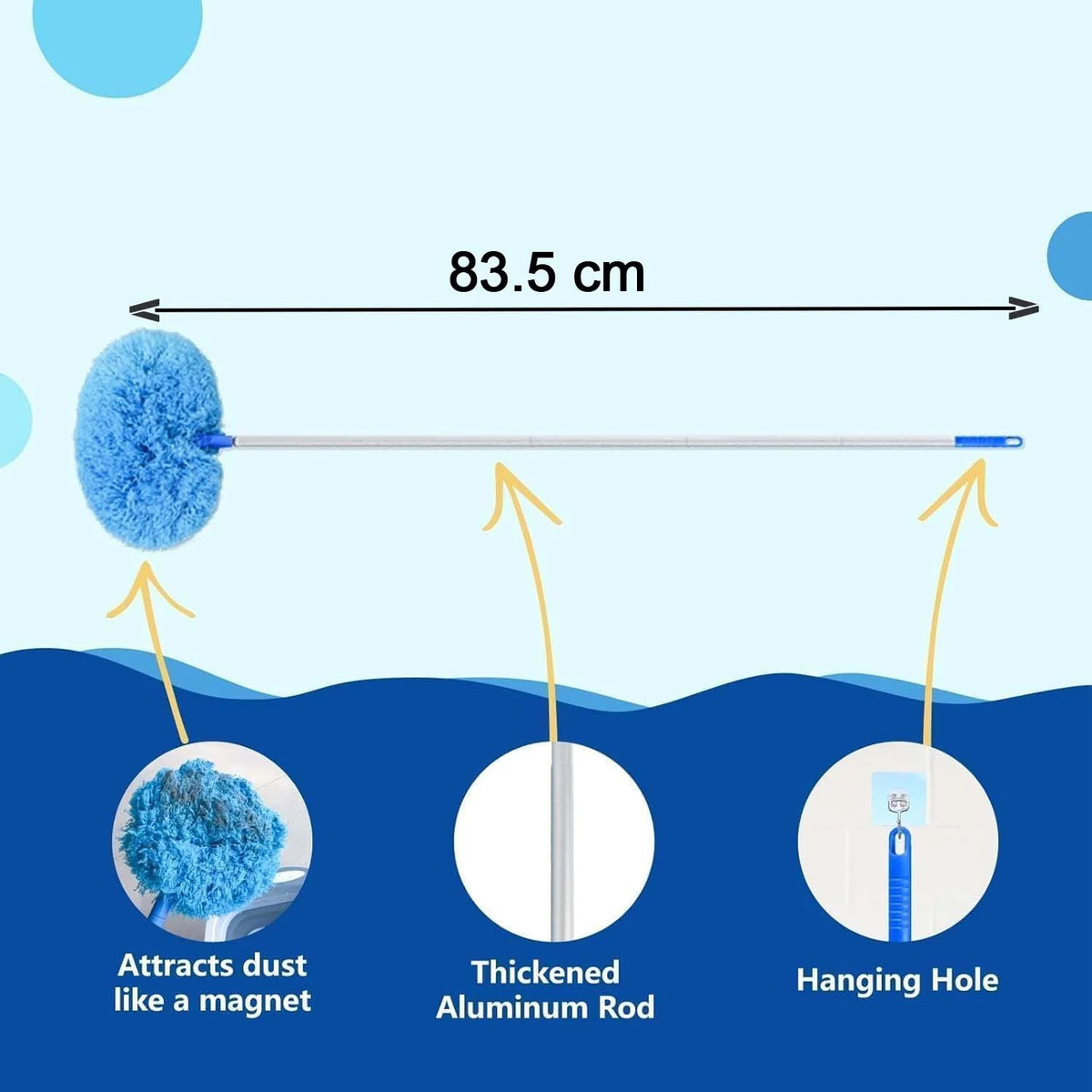 Extendable Microfiber Cleaning Duster – 83.5 cm Soft Round Head